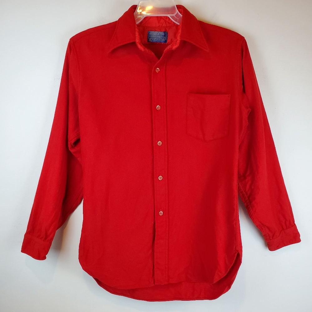 VTG 70s Pendleton Red Wool Button Up Shirt Mens Size M Long Sleeve Soft!